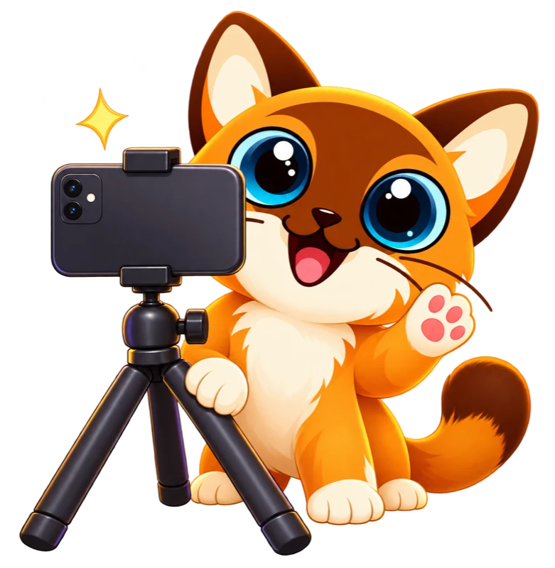 Feddy filming with a phone on a tripod